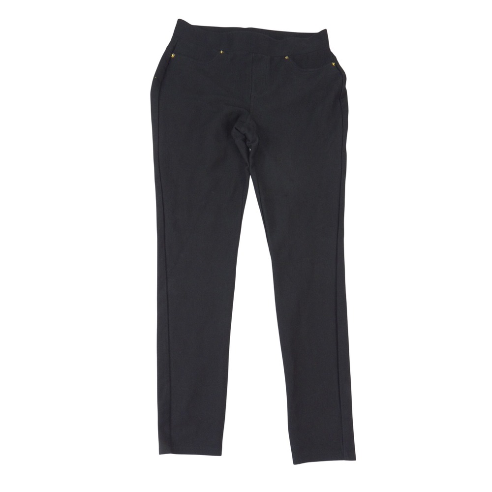 Michael Michael Kors Womens Black Pull On Skinny Leggings Gold Hardware Medium
